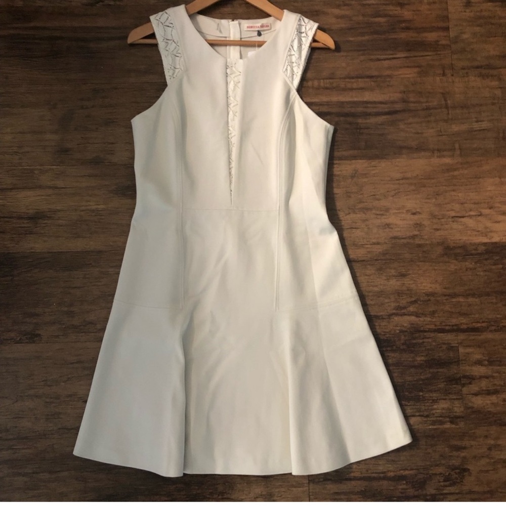 NWT Rebecca Taylor Stretch A-Line Dress with Lace detail Size 12